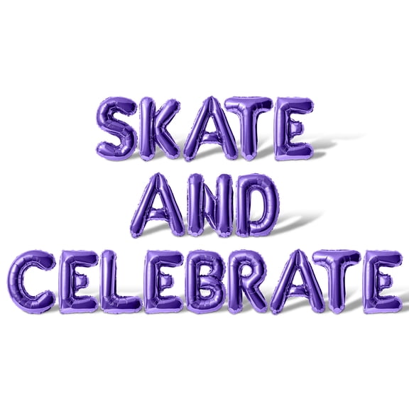 Letter Balloons - SKATE AND CELEBRATE 16" Inch Alphabet Letters Foil Mylar Balloon Birthday Party Banner (Purple)
