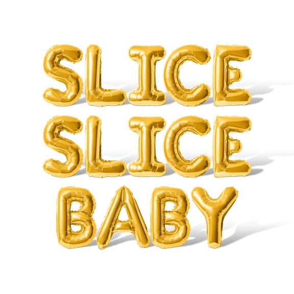 Letter Balloons - SLICE SLICE BABY 16" Inch Alphabet Letters Foil Mylar Balloon Birthday Party Banner (Gold)