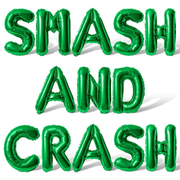 Letter Balloons - SMASH AND CRASH 16" Inch Alphabet Letters Foil Mylar Balloon Birthday Party Banner (Green)