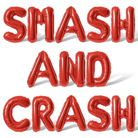 Letter Balloons - SMASH AND CRASH 16" Inch Alphabet Letters Foil Mylar Balloon Birthday Party Banner (Red)