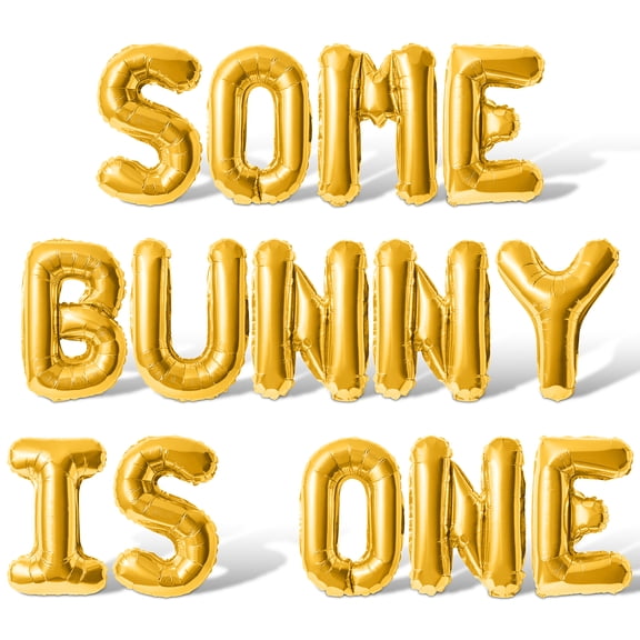 Letter Balloons - SOME BUNNY IS ONE 16" Inch Alphabet Letters Foil Mylar Balloon 1st Birthday Party Banner (Gold)