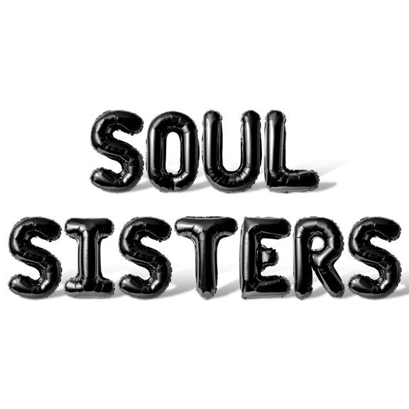 Letter Balloons - SOUL SISTERS 16" Inch Alphabet Letters Foil Mylar Balloon Galentines Day Party Banner (Black)
