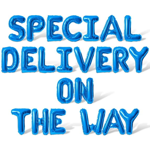 Letter Balloons - SPECIAL DELIVERY ON THE WAY 16" Inch Alphabet Letters Foil Mylar Balloon Baby Shower Party Banner (Blue)