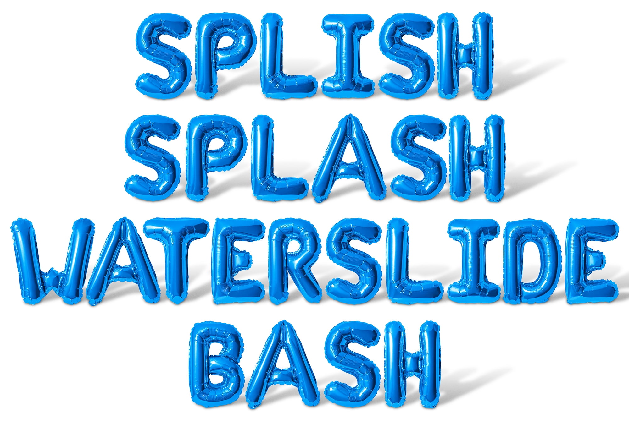 Letter Balloons - SPLISH SPLASH WATERSLIDE BASH 16" Inch Alphabet Letters Foil Mylar Balloon Waterslide Birthday Party Banner (Blue)