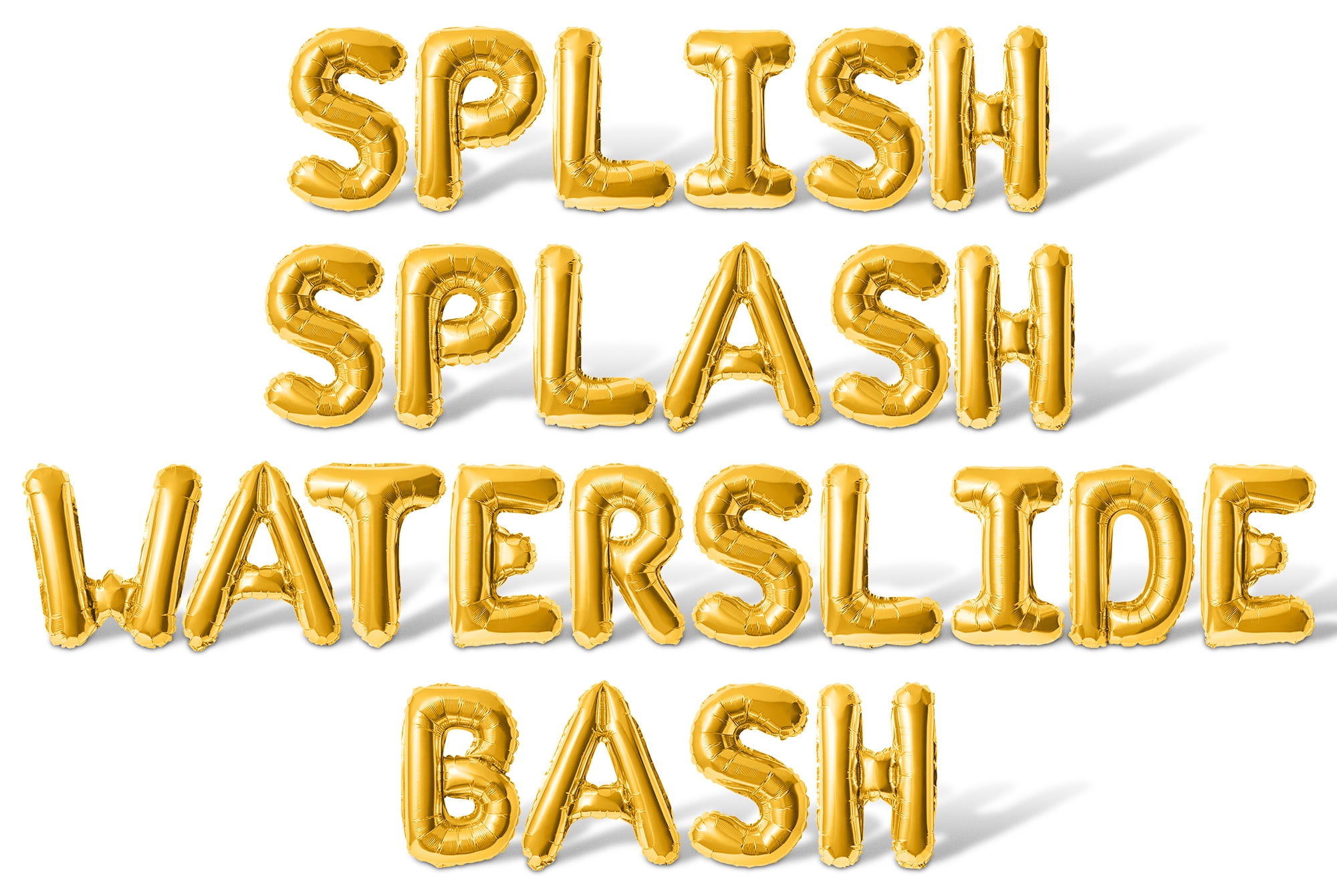 Letter Balloons - SPLISH SPLASH WATERSLIDE BASH 16" Inch Alphabet Letters Foil Mylar Balloon Waterslide Birthday Party Banner (Gold)