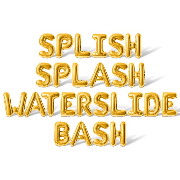 Letter Balloons - SPLISH SPLASH WATERSLIDE BASH 16" Inch Alphabet Letters Foil Mylar Balloon Waterslide Birthday Party Banner (Gold)