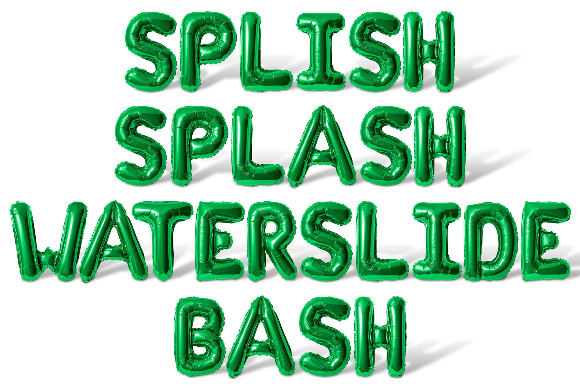 Letter Balloons - SPLISH SPLASH WATERSLIDE BASH 16" Inch Alphabet Letters Foil Mylar Balloon Waterslide Birthday Party Banner (Green)