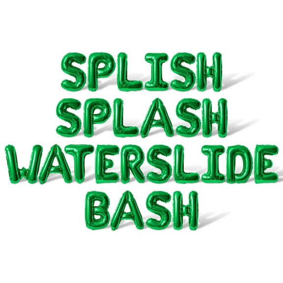 Letter Balloons - SPLISH SPLASH WATERSLIDE BASH 16" Inch Alphabet Letters Foil Mylar Balloon Waterslide Birthday Party Banner (Green)