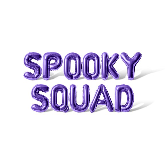 Letter Balloons - SPOOKY SQUAD 16" Inch Alphabet Letters Foil Mylar Balloon Halloween Party Banner (Purple)