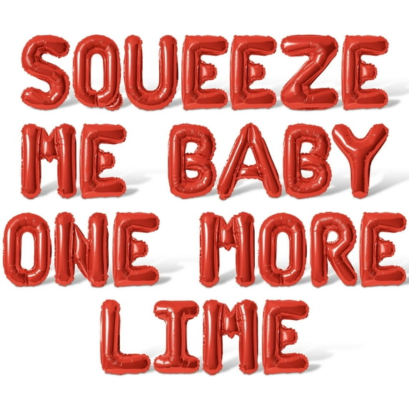Letter Balloons - SQUEEZE ME BABY ONE MORE LIME 16" Inch Alphabet Letters Foil Mylar Balloon Bachelorette Party Banner (Red)