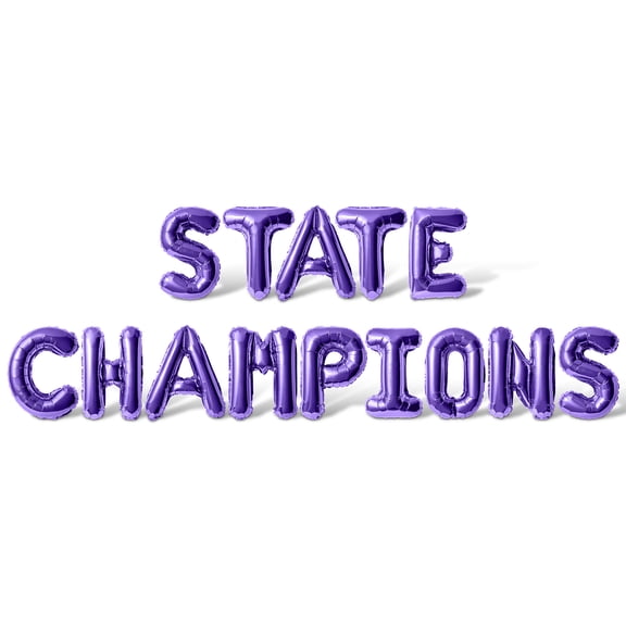 Letter Balloons - STATE CHAMPIONS 16" Inch Alphabet Letters Foil Mylar Balloon State Champions Party Banner (Purple)