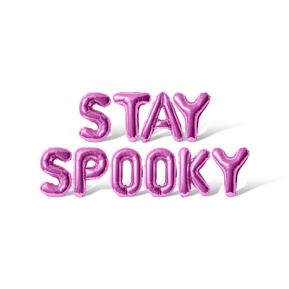 Letter Balloons - STAY SPOOKY 16" Inch Alphabet Letters Foil Mylar Balloon Halloween Party Banner (Pink)