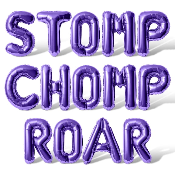 Letter Balloons - STOMP CHOMP ROAR 16" Inch Alphabet Letters Foil Mylar Balloon Birthday Party Banner (Purple)