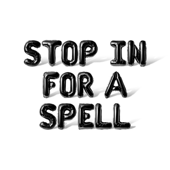 Letter Balloons - STOP IN FOR A SPELL 16" Inch Alphabet Letters Foil Mylar Balloon Halloween Party Banner (Black)