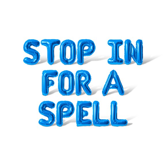 Letter Balloons - STOP IN FOR A SPELL 16" Inch Alphabet Letters Foil Mylar Balloon Halloween Party Banner (Blue)