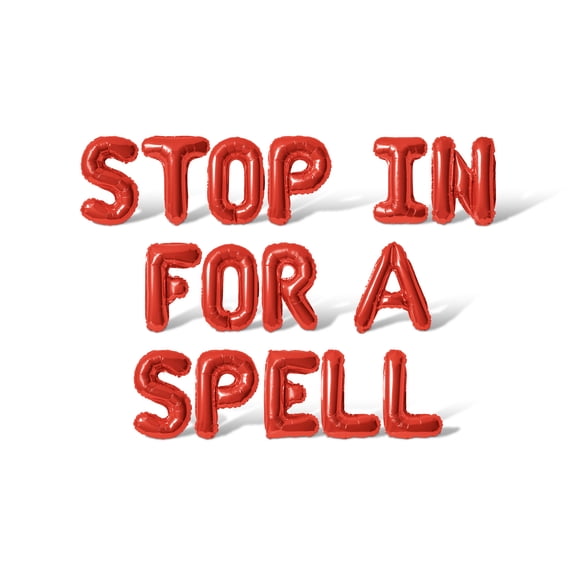 Letter Balloons - STOP IN FOR A SPELL 16" Inch Alphabet Letters Foil Mylar Balloon Halloween Party Banner (Red)