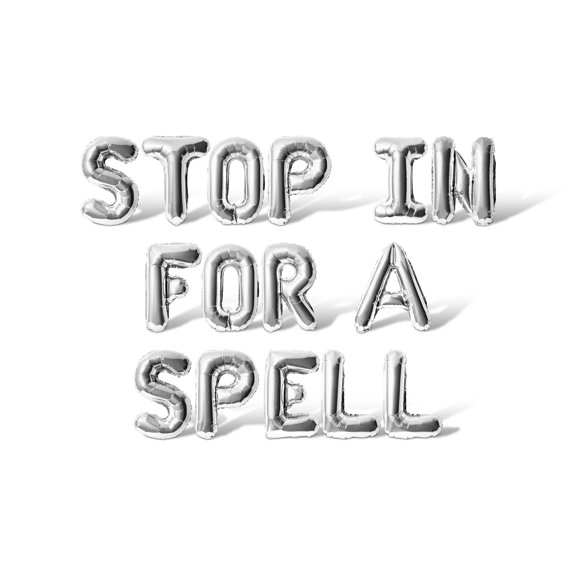 Letter Balloons - STOP IN FOR A SPELL 16" Inch Alphabet Letters Foil Mylar Balloon Halloween Party Banner (Silver)