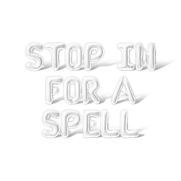 Letter Balloons - STOP IN FOR A SPELL 16" Inch Alphabet Letters Foil Mylar Balloon Halloween Party Banner (White)