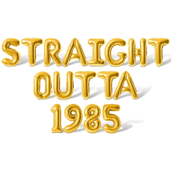 Letter Balloons - STRAIGHT OUTTA 1985 16" Inch Alphabet Letters Foil Mylar Balloon Birthday Party Banner (Gold)
