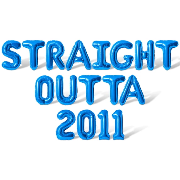 Letter Balloons - STRAIGHT OUTTA 2011 16" Inch Alphabet Letters Foil Mylar Balloon Birthday Party Banner (Blue)