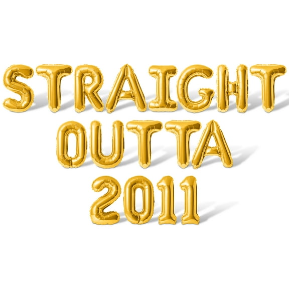 Letter Balloons - STRAIGHT OUTTA 2011 16" Inch Alphabet Letters Foil Mylar Balloon Birthday Party Banner (Gold)