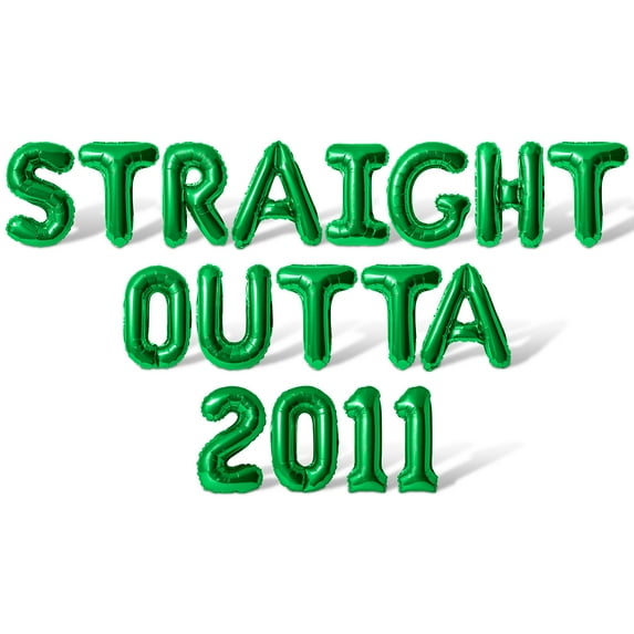 Letter Balloons - STRAIGHT OUTTA 2011 16" Inch Alphabet Letters Foil Mylar Balloon Birthday Party Banner (Green)