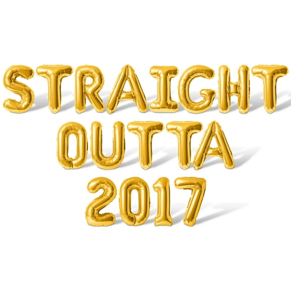 Letter Balloons - STRAIGHT OUTTA 2017 16" Inch Alphabet Letters Foil Mylar Balloon Birthday Party Banner (Gold)