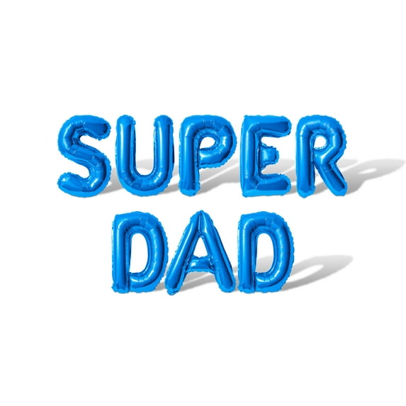 Letter Balloons - SUPER DAD 16" Inch Alphabet Letters Foil Mylar Balloon Father's Day or Birthday Banner (Blue)