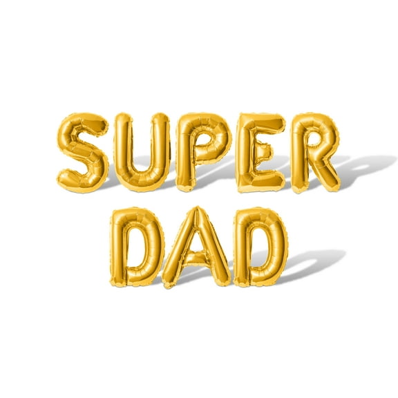 Letter Balloons - SUPER DAD 16" Inch Alphabet Letters Foil Mylar Balloon Father's Day or Birthday Banner (Gold)