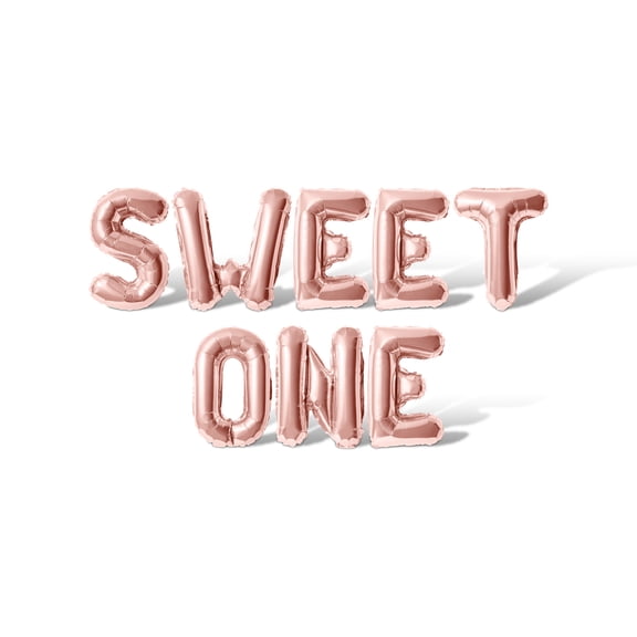 Letter Balloons - SWEET ONE 16" Inch Alphabet Letters Foil Mylar Balloon Birthday Party Banner (Rose Gold)