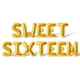 thumbnail image 1 of Letter Balloons - SWEET SIXTEEN 16" Inch Alphabet Letters Foil Mylar Balloon 16th Birthday Party Banner (Gold), 1 of 5
