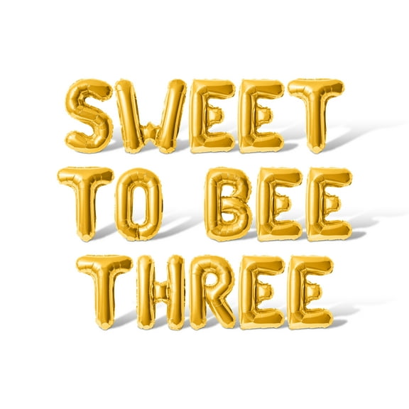 Letter Balloons - SWEET TO BEE THREE 16" Inch Alphabet Letters Foil Mylar Balloon Birthday Party Banner (Gold)