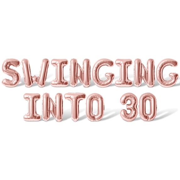 Letter Balloons - SWINGING INTO 30 16" Inch Alphabet Letters Foil Mylar Balloon 30th Birthday Party Banner (Rose Gold)