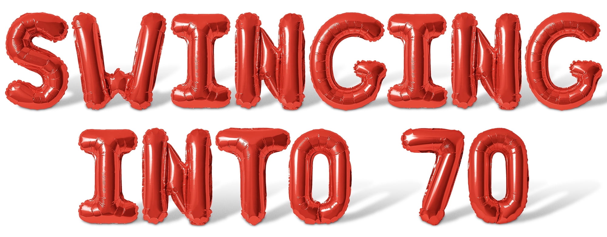 70th Red Lettering Letter Balloons - SWINGING INTO 70 16