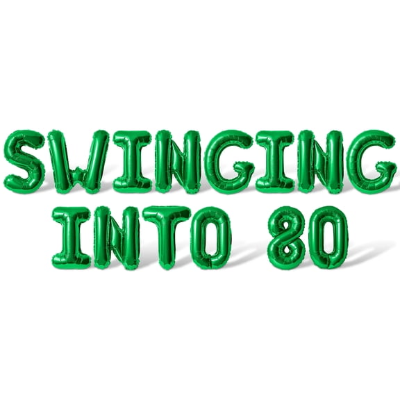 Letter Balloons - SWINGING INTO 80 16" Inch Alphabet Letters Foil Mylar Balloon 80th Birthday Party Banner (Green)