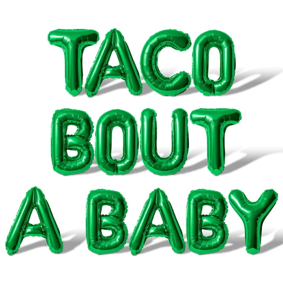 Letter Balloons - TACO BOUT A BABY 16" Inch Alphabet Letters Foil Mylar Balloon Baby Shower Party Banner (Green)