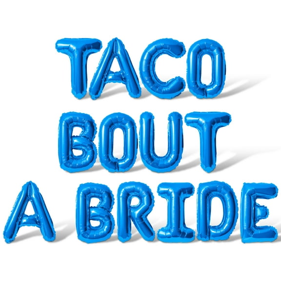 Letter Balloons - TACO BOUT A BRIDE 16" Inch Alphabet Letters Foil Mylar Balloon Bachelorette or Bridal Shower Party Banner (Blue)