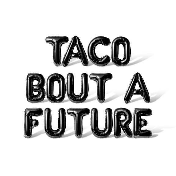 Letter Balloons - TACO BOUT A FUTURE 16" Inch Alphabet Letters Foil Mylar Balloon Graduation Day Party Banner (Black)