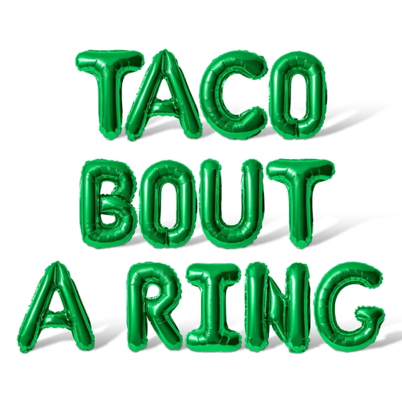 Letter Balloons - TACO BOUT A RING 16" Inch Alphabet Letters Foil Mylar Balloon Bachelorette or Bridal Shower Party Banner (Green)