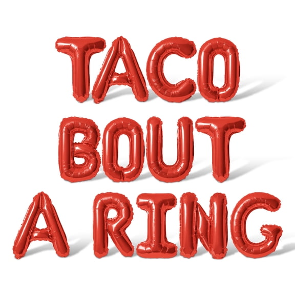 Letter Balloons - TACO BOUT A RING 16" Inch Alphabet Letters Foil Mylar Balloon Bachelorette or Bridal Shower Party Banner (Red)