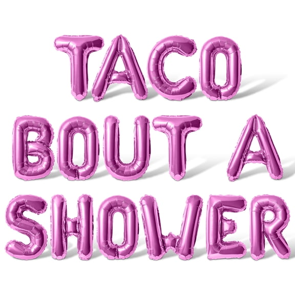 Letter Balloons - TACO BOUT A SHOWER 16" Inch Alphabet Letters Foil Mylar Balloon Baby Shower Party Banner (Pink)