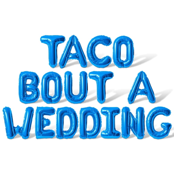 Letter Balloons - TACO BOUT A WEDDING 16" Inch Alphabet Letters Foil Mylar Balloon Bachelorette Party Banner (Blue)