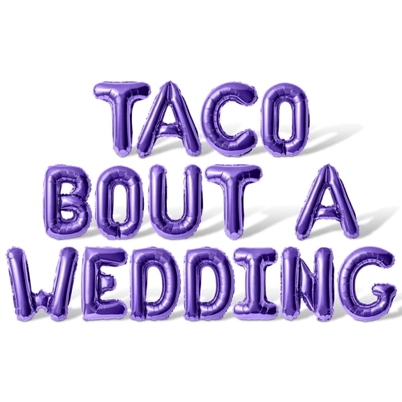 Letter Balloons - TACO BOUT A WEDDING 16" Inch Alphabet Letters Foil Mylar Balloon Bachelorette Party Banner (Purple)