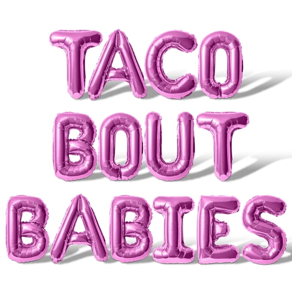 Letter Balloons - TACO BOUT BABIES 16" Inch Alphabet Letters Foil Mylar Balloon Baby Shower Party Banner (Pink)