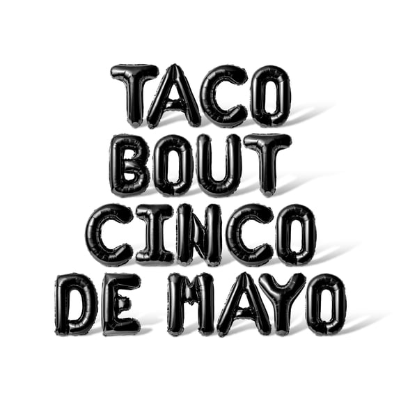 Letter Balloons - TACO BOUT CINCO DE MAYO 16" Inch Alphabet Letters Foil Mylar Balloon Cinco de Mayo Party Banner (Black)