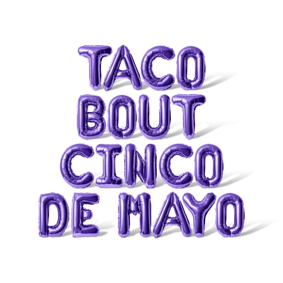 Letter Balloons - TACO BOUT CINCO DE MAYO 16" Inch Alphabet Letters Foil Mylar Balloon Cinco de Mayo Party Banner (Purple)