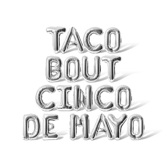 Letter Balloons - TACO BOUT CINCO DE MAYO 16" Inch Alphabet Letters Foil Mylar Balloon Cinco de Mayo Party Banner (Silver)