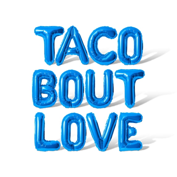 Letter Balloons - TACO BOUT LOVE 16" Inch Alphabet Letters Foil Mylar Balloon Bachelorette or Bridal Shower Party Banner (Blue)