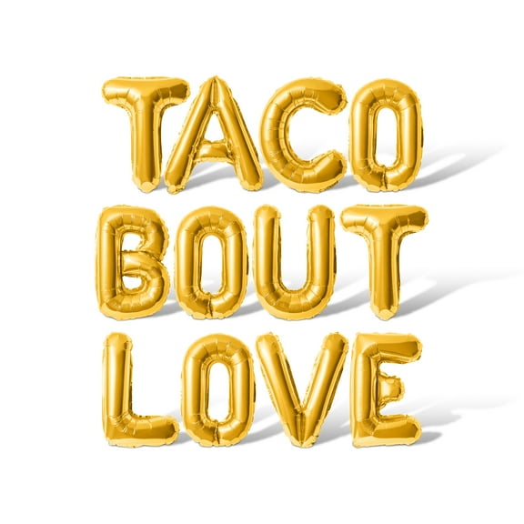 Letter Balloons - TACO BOUT LOVE 16" Inch Alphabet Letters Foil Mylar Balloon Bachelorette or Bridal Shower Party Banner (Gold)