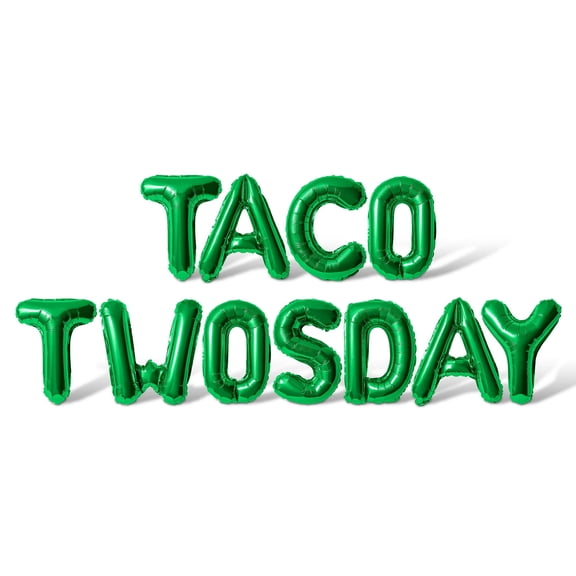 Letter Balloons - TACO TWOSDAY 16" Inch Alphabet Letters Foil Mylar Balloon 2nd Birthday Party Banner (Green)
